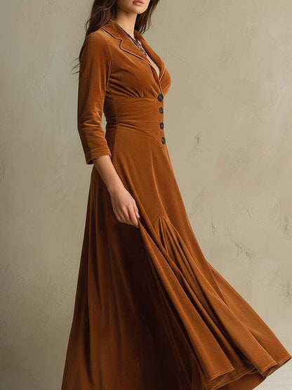 Vestido de terciopelo elegante con estilo blazer de los años 70