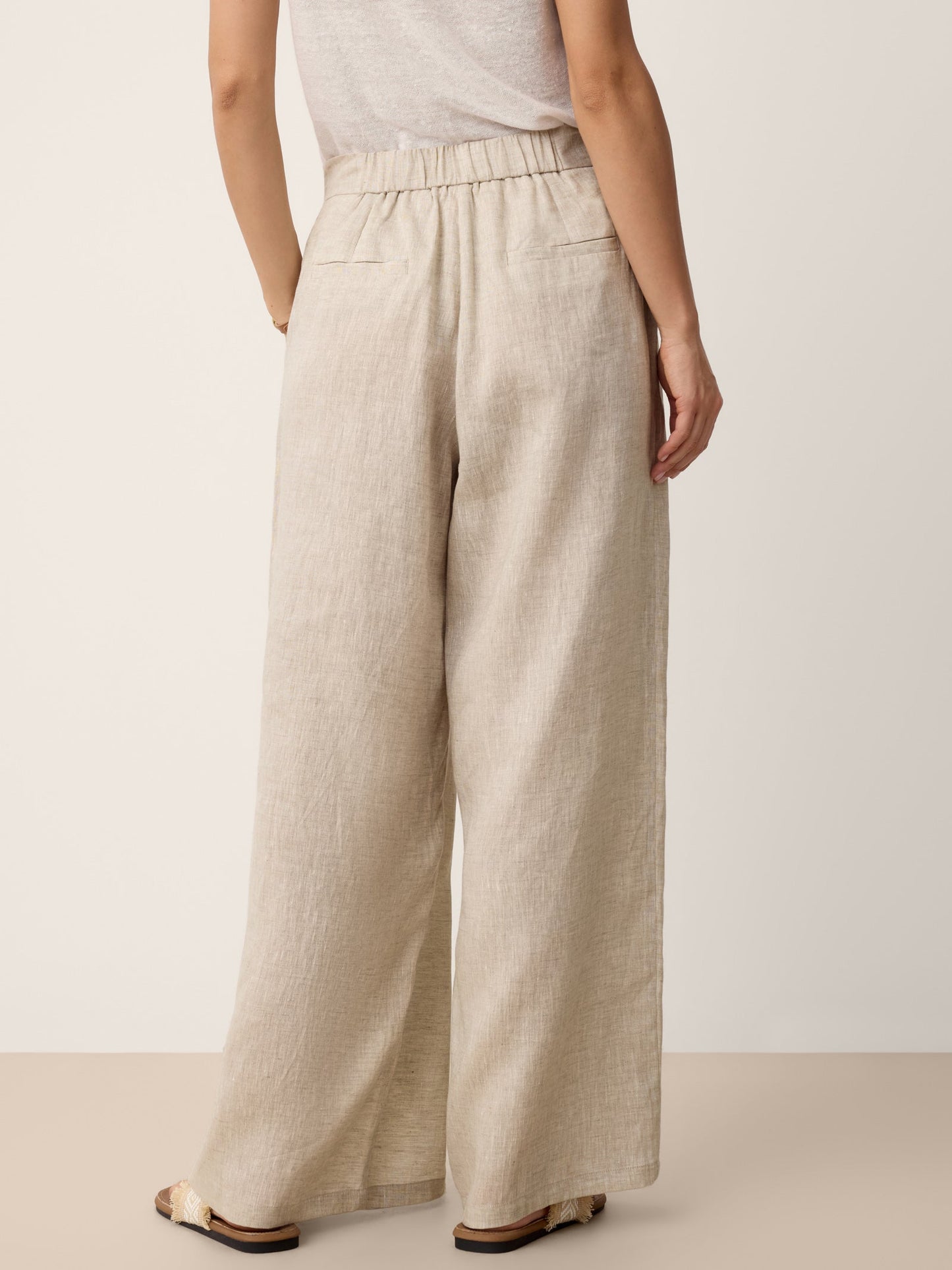 Pantalón con dobladillo de hendidura 100% de lino KATYA