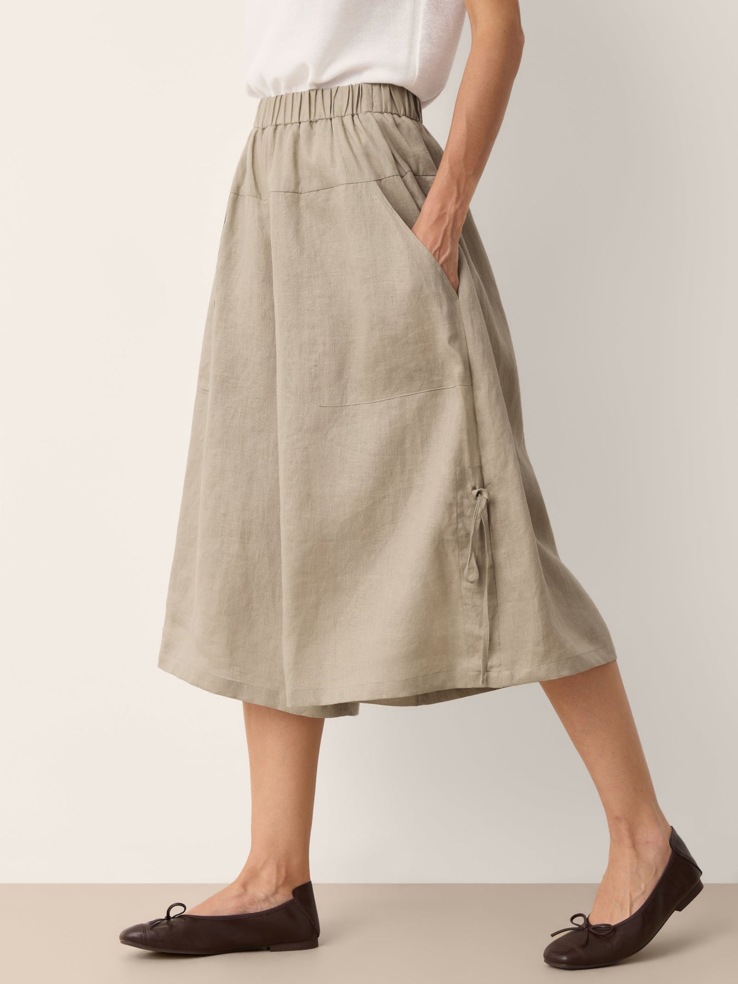 Pantalón de 100% lino con cordón en el dobladillo y cintura elástica con globo CALANTHE