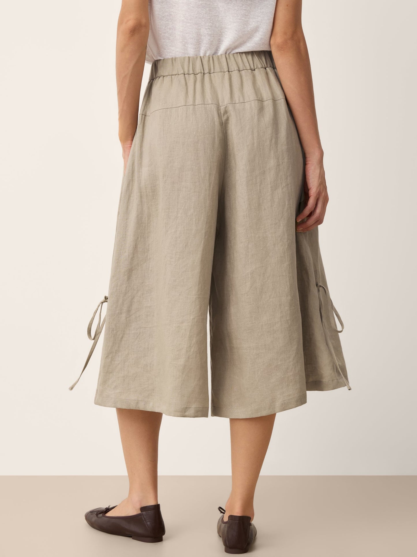 Pantalón de 100% lino con cordón en el dobladillo y cintura elástica con globo CALANTHE