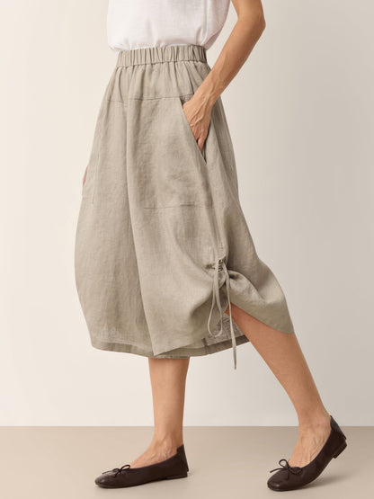 Pantalón de 100% lino con cordón en el dobladillo y cintura elástica con globo CALANTHE