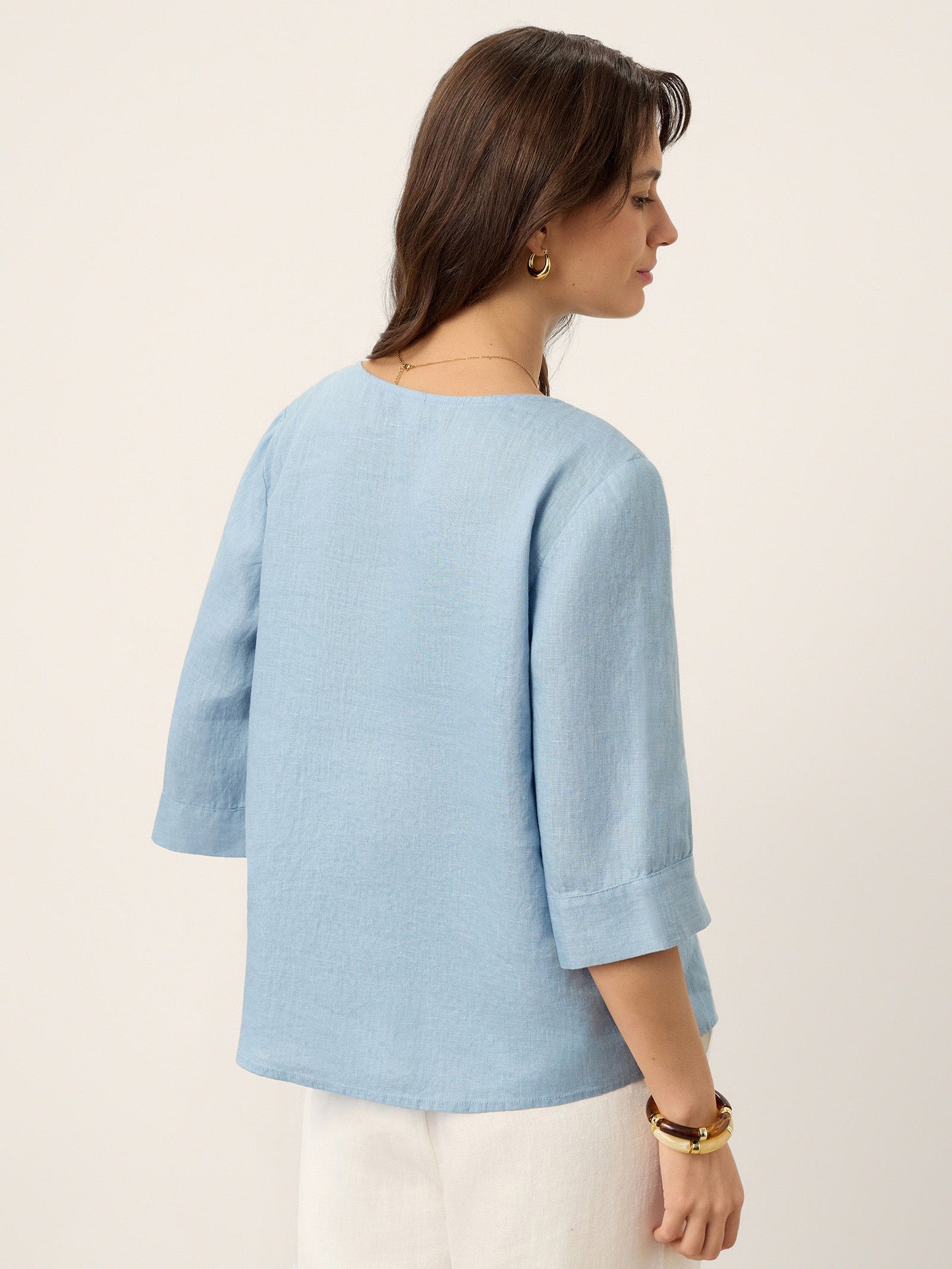 Top de Lino 100% Cuello Dividido Pliegue Invertido TABITHA
