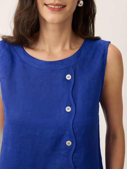 Camiseta sin Mangas de Lino 100% con Botones GALATEA