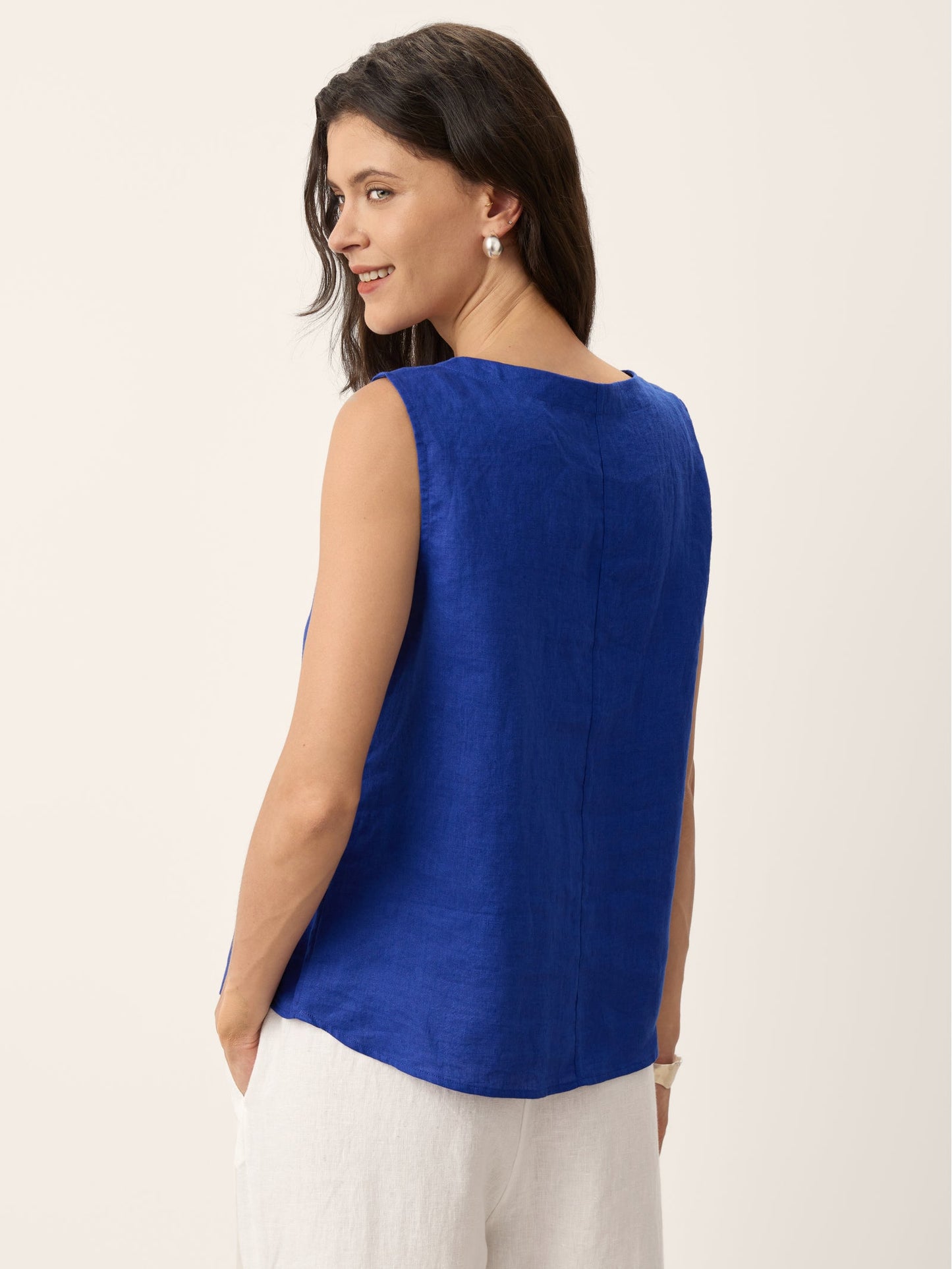Camiseta sin Mangas de Lino 100% con Botones GALATEA