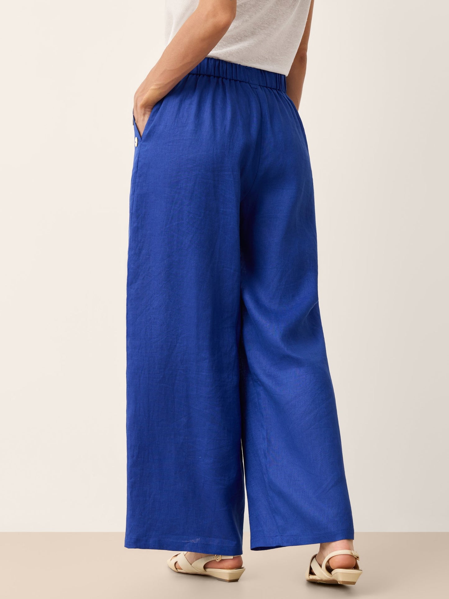 Pantalón de Lino 100% Pierna Ancha con Botones IONE