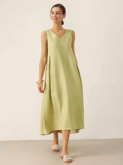 Vestido largo TARA A-Line 100% lino sin mangas