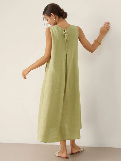 Vestido largo TARA A-Line 100% lino sin mangas
