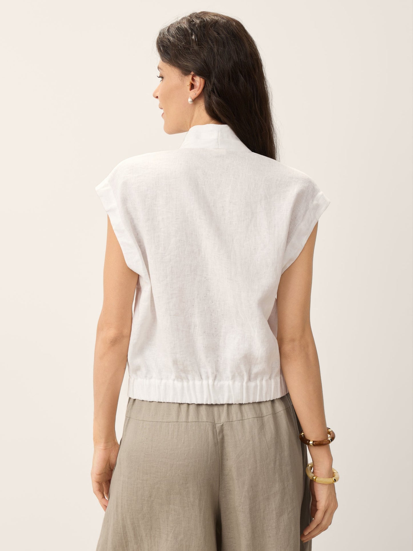 Camisa de Lino 100% Cruzada Cuello Elástico Espalda Recortada VALERIA