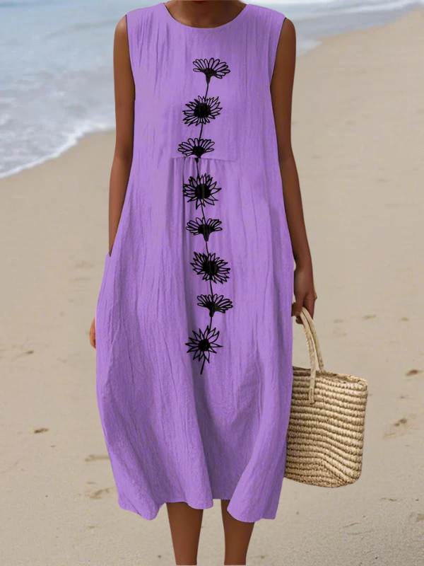 Emma™ Vestido Midi Flor Violeta