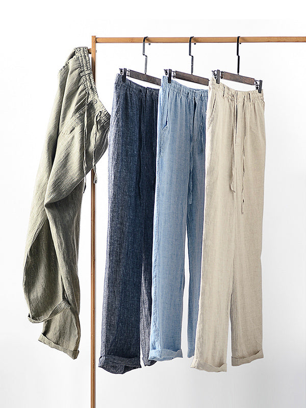 Pantalón de Lino 100% con Cordón Hombre