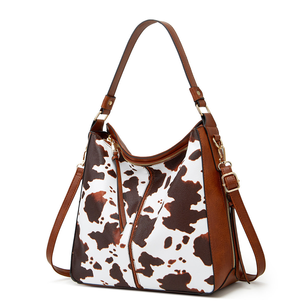 Conjunto de 3 bolsos hobo de cuero de lujo con estampado