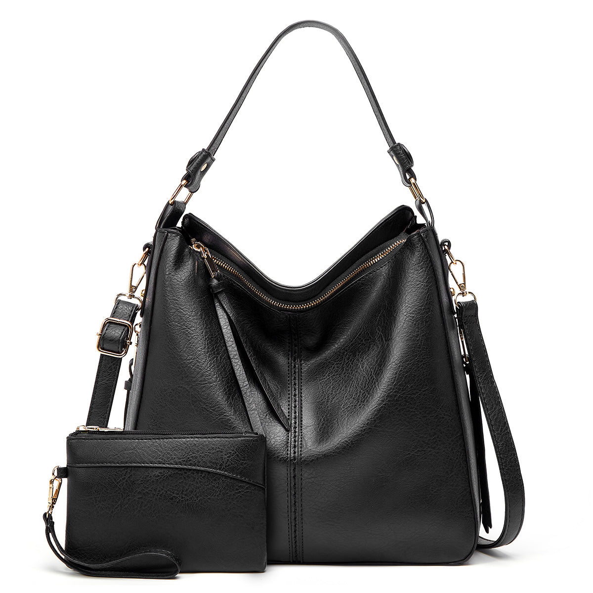 Bolso Hobo de Cuero Antirrobo + Cartera de Bolsillo GRATIS