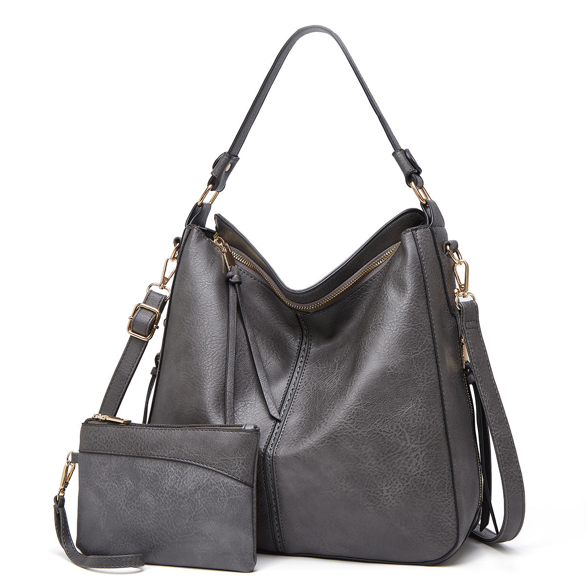 Bolso Hobo de Cuero Antirrobo + Cartera de Bolsillo GRATIS