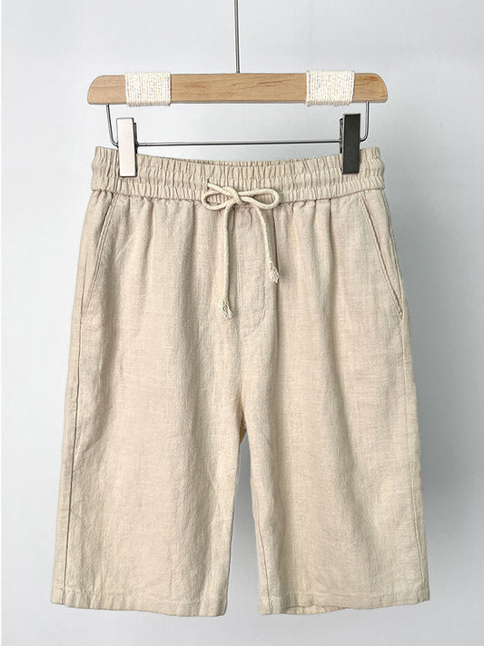 Shorts Casuales de Algodón y Lino Hombre
