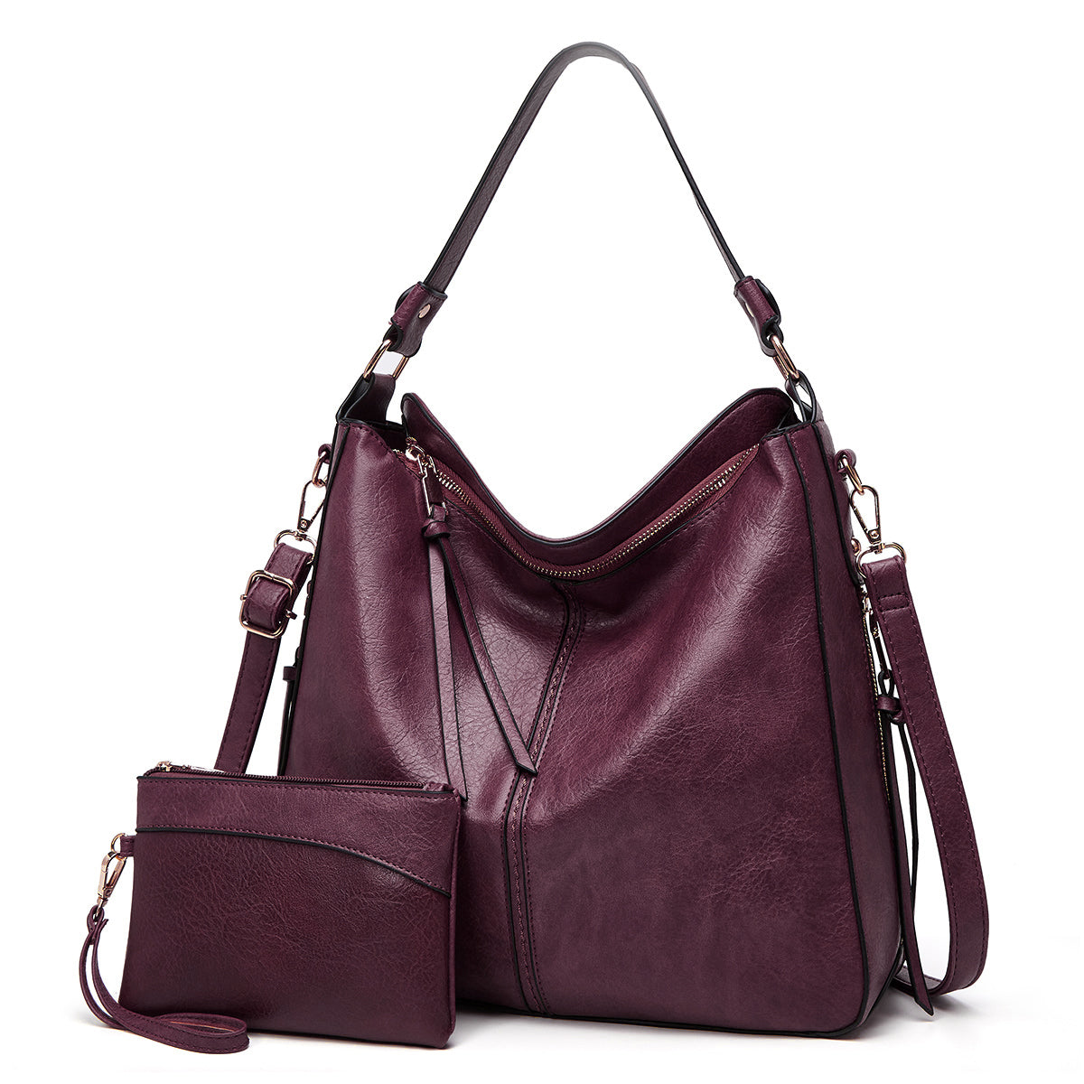 Bolso Hobo de Cuero Antirrobo + Cartera de Bolsillo GRATIS