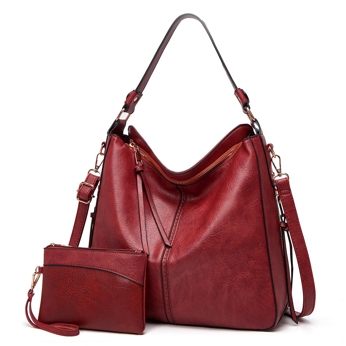 Bolso Hobo de Cuero Antirrobo + Cartera de Bolsillo GRATIS