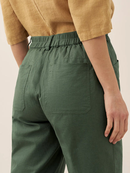Pantalón mosca de lino con botón simple HEIDI