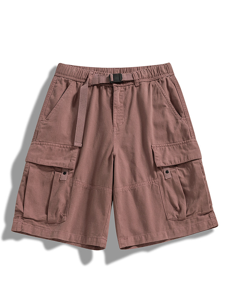 Shorts Cargo de Sarga con Cinturón Hombre