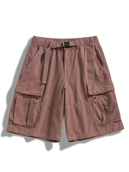 Shorts Cargo de Sarga con Cinturón Hombre