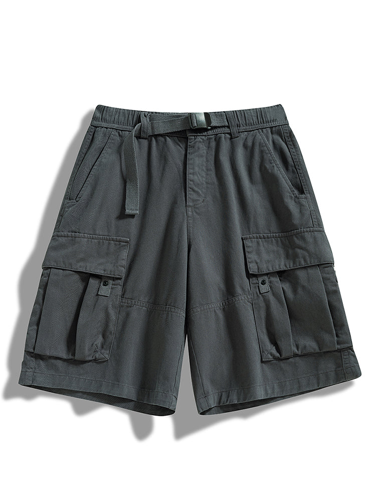 Shorts Cargo de Sarga con Cinturón Hombre