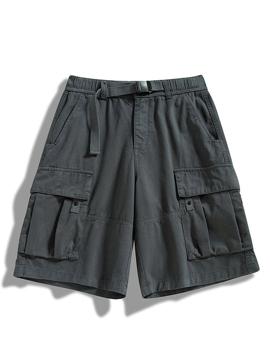 Shorts Cargo de Sarga con Cinturón Hombre