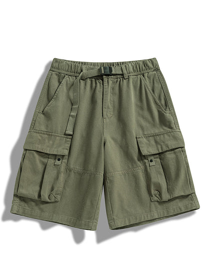 Shorts Cargo de Sarga con Cinturón Hombre