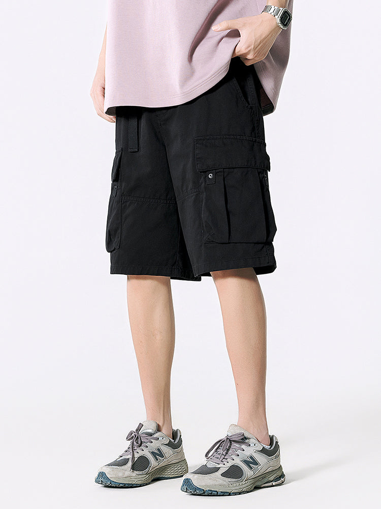 Shorts Cargo de Sarga con Cinturón Hombre