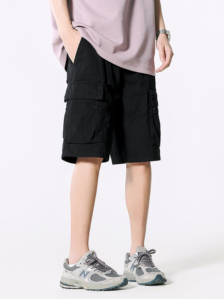 Shorts Cargo de Sarga con Cinturón Hombre