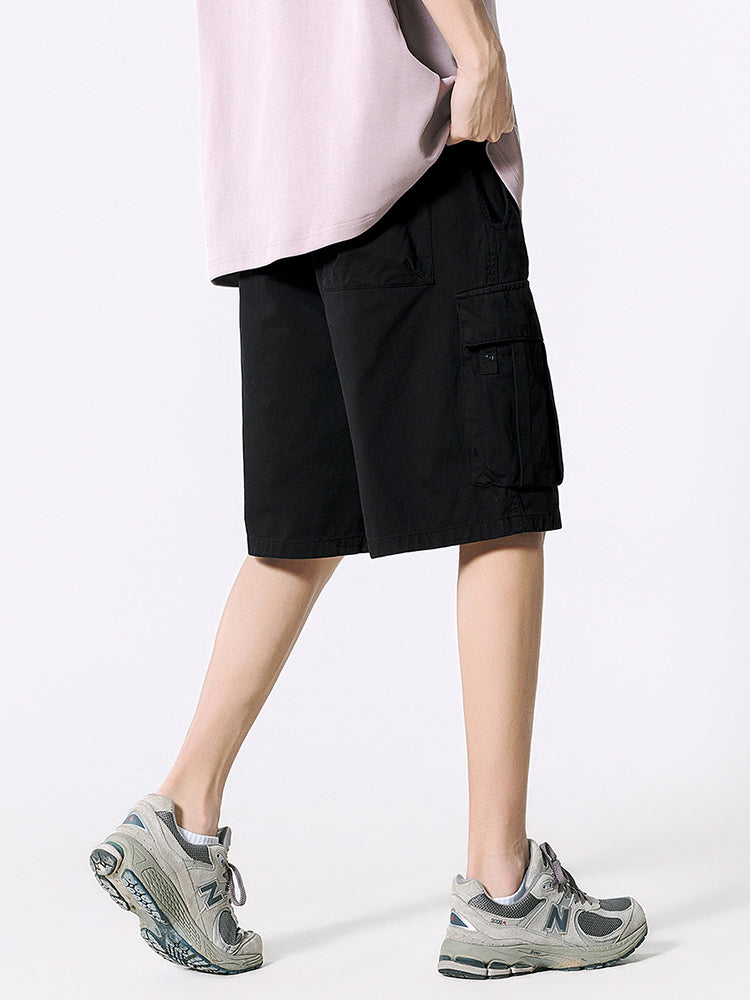 Shorts Cargo de Sarga con Cinturón Hombre