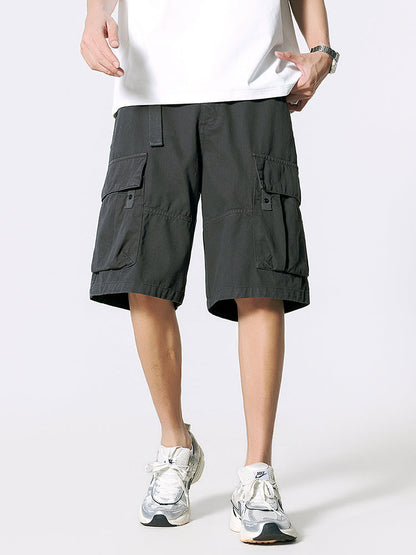Shorts Cargo de Sarga con Cinturón Hombre