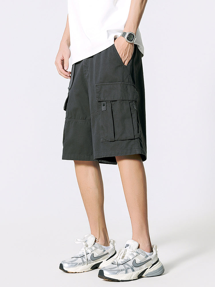 Shorts Cargo de Sarga con Cinturón Hombre
