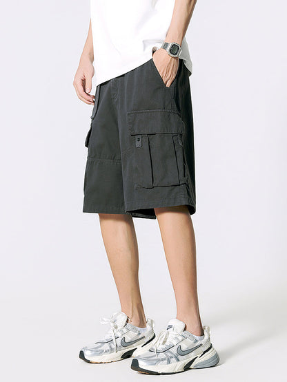 Shorts Cargo de Sarga con Cinturón Hombre