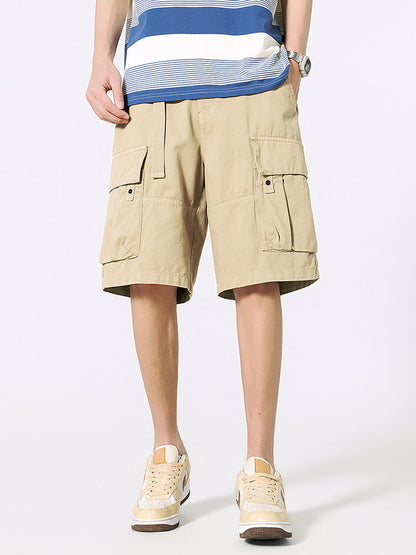 Shorts Cargo de Sarga con Cinturón Hombre