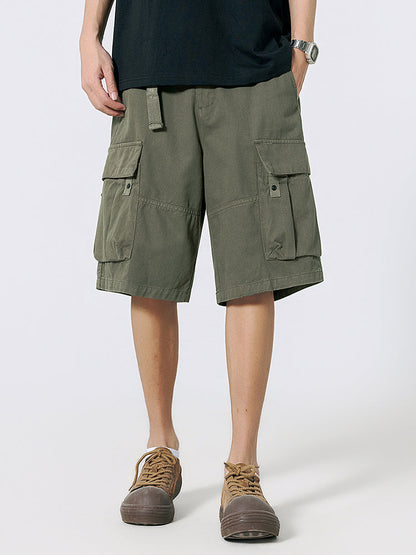 Shorts Cargo de Sarga con Cinturón Hombre