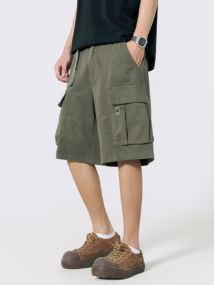 Shorts Cargo de Sarga con Cinturón Hombre