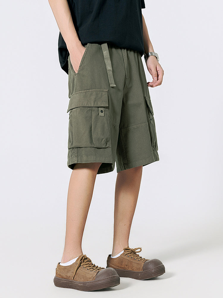Shorts Cargo de Sarga con Cinturón Hombre