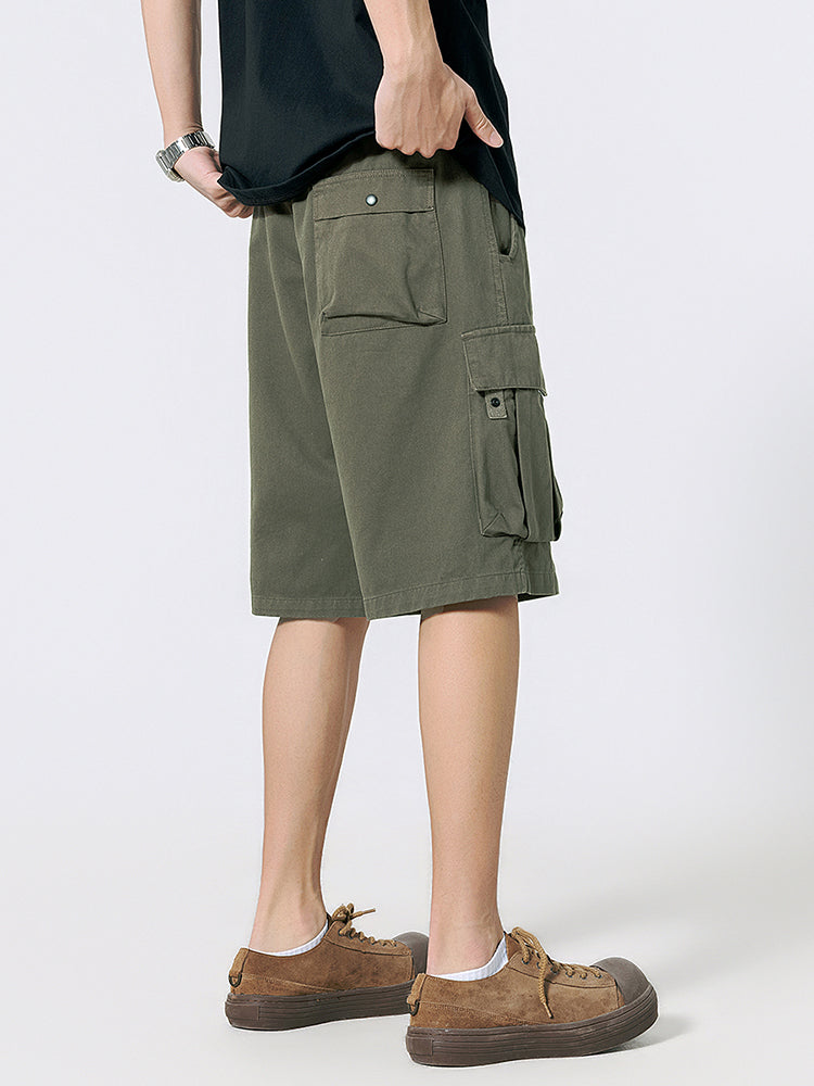 Shorts Cargo de Sarga con Cinturón Hombre