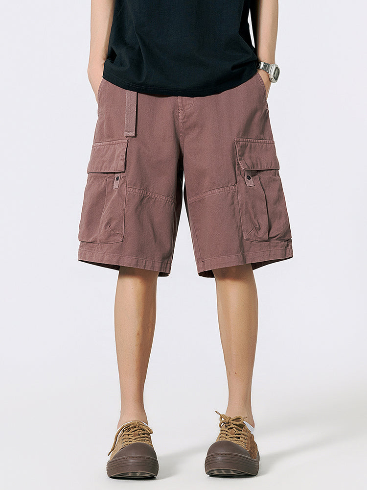 Shorts Cargo de Sarga con Cinturón Hombre