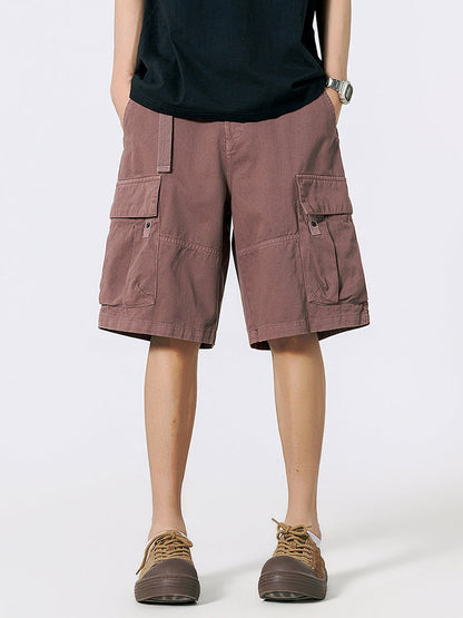 Shorts Cargo de Sarga con Cinturón Hombre