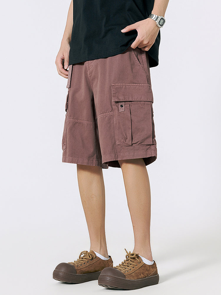 Shorts Cargo de Sarga con Cinturón Hombre