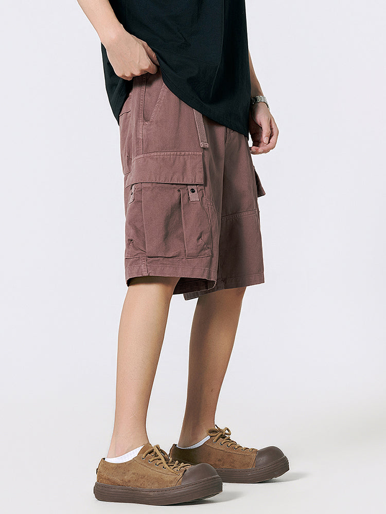 Shorts Cargo de Sarga con Cinturón Hombre