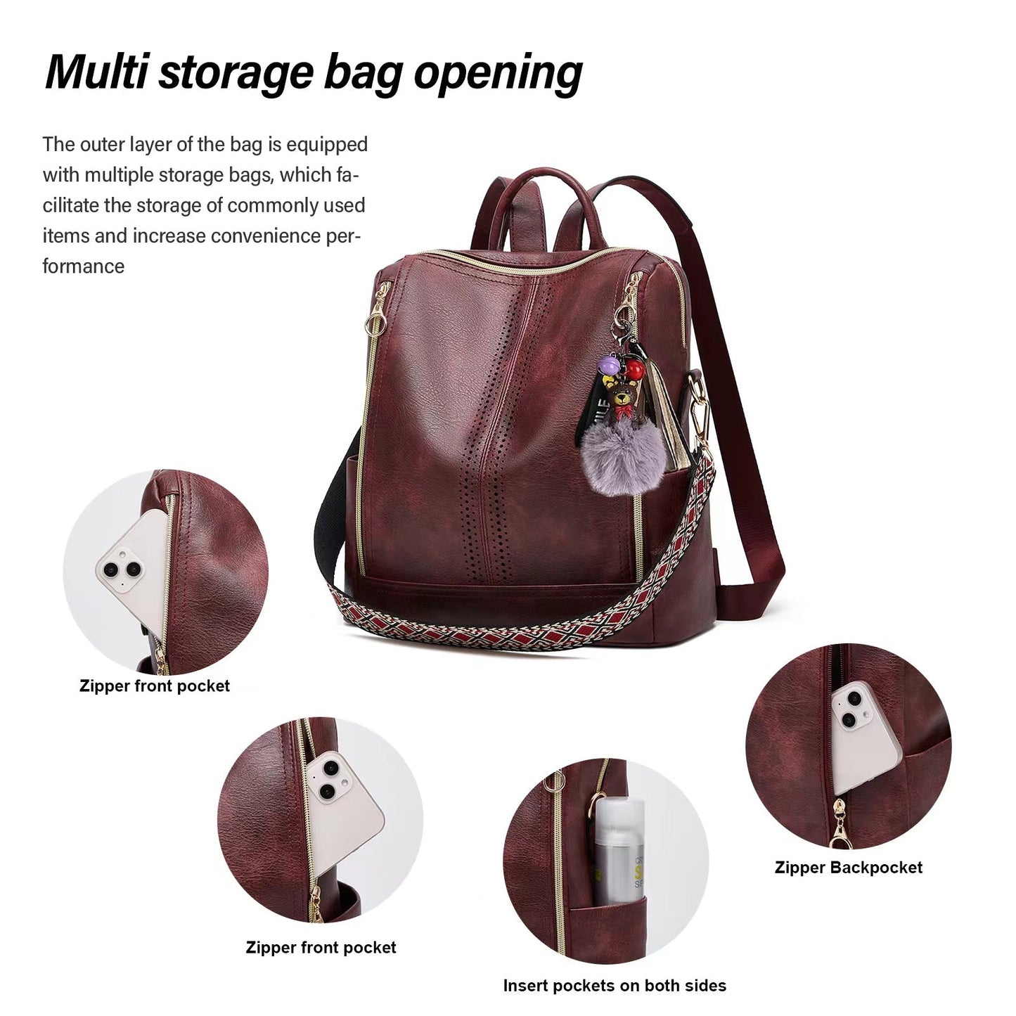 Mochila convertible 2 en 1 de cuero de lujo con estuche gratis