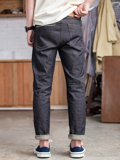 Men's American Retro Style Raw Denim Jeans