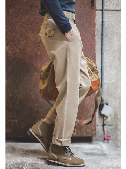 Pantalón Gurkha Recto Casual Estilo Vintage Hombre