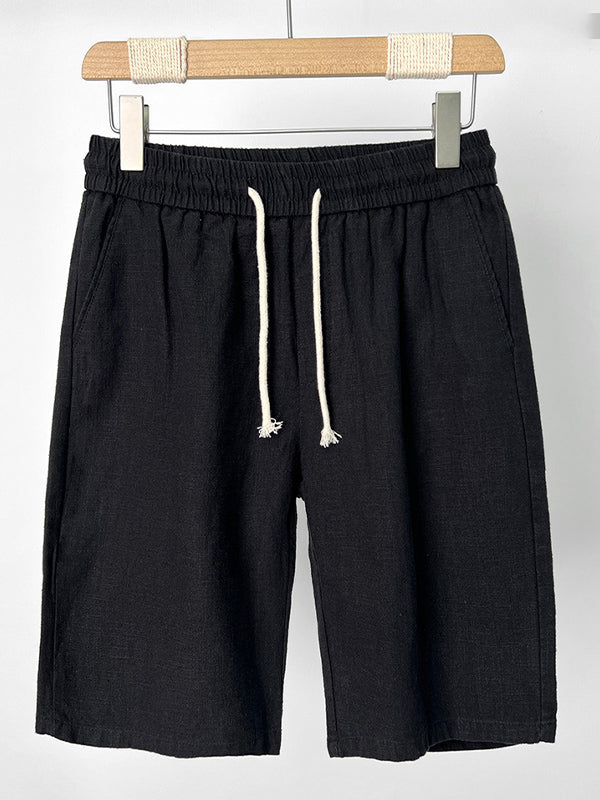 Shorts Casuales de Algodón y Lino Hombre