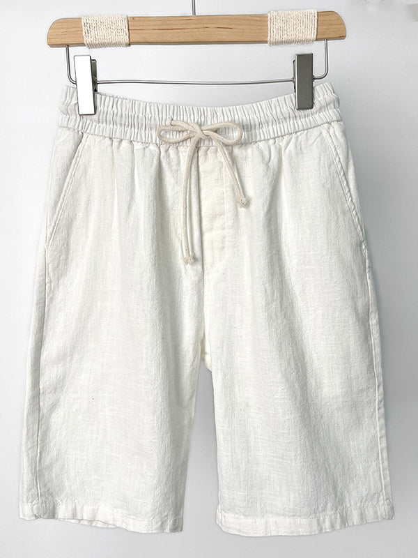 Shorts Casuales de Algodón y Lino Hombre