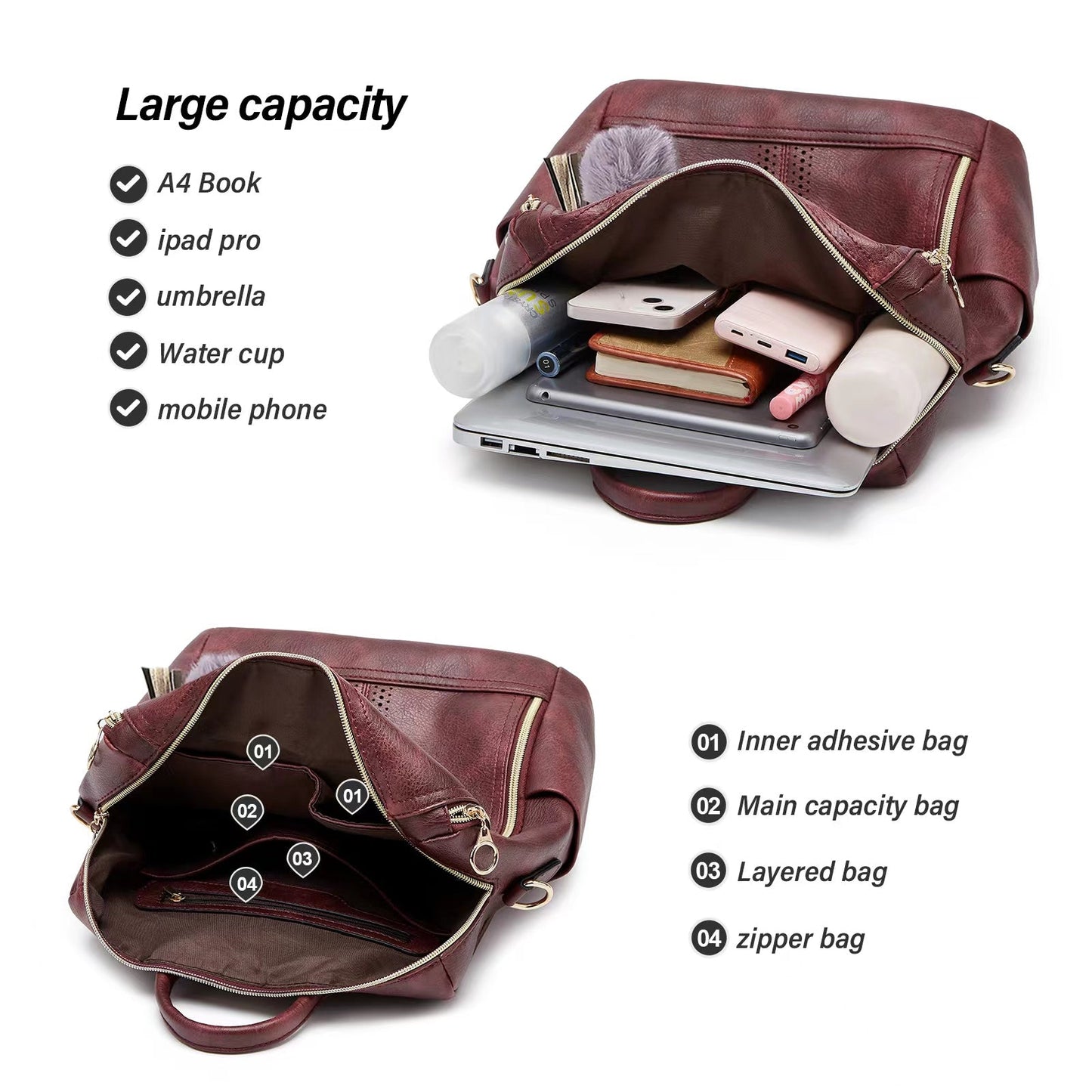 Mochila convertible 2 en 1 de cuero de lujo con estuche gratis