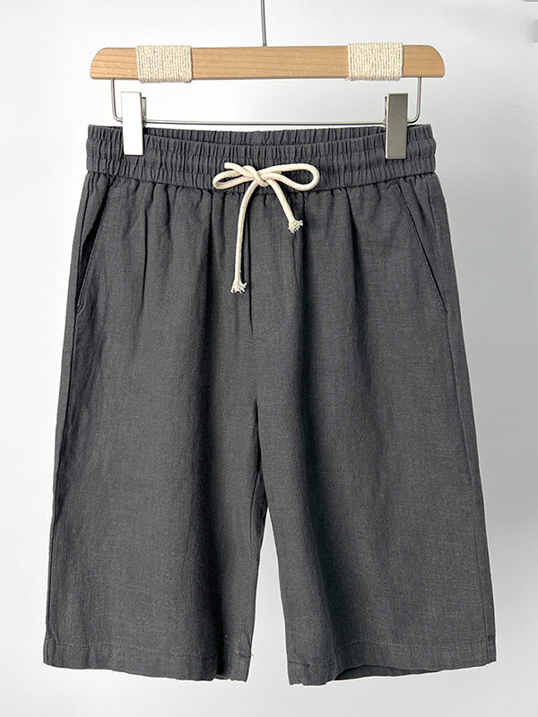 Shorts Casuales de Algodón y Lino Hombre