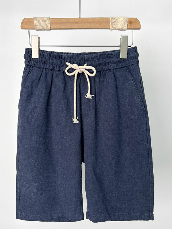 Shorts Casuales de Algodón y Lino Hombre