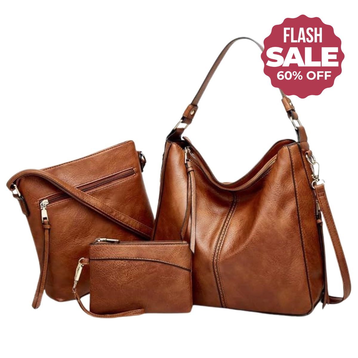 Conjunto de 3 bolsos hobo de cuero